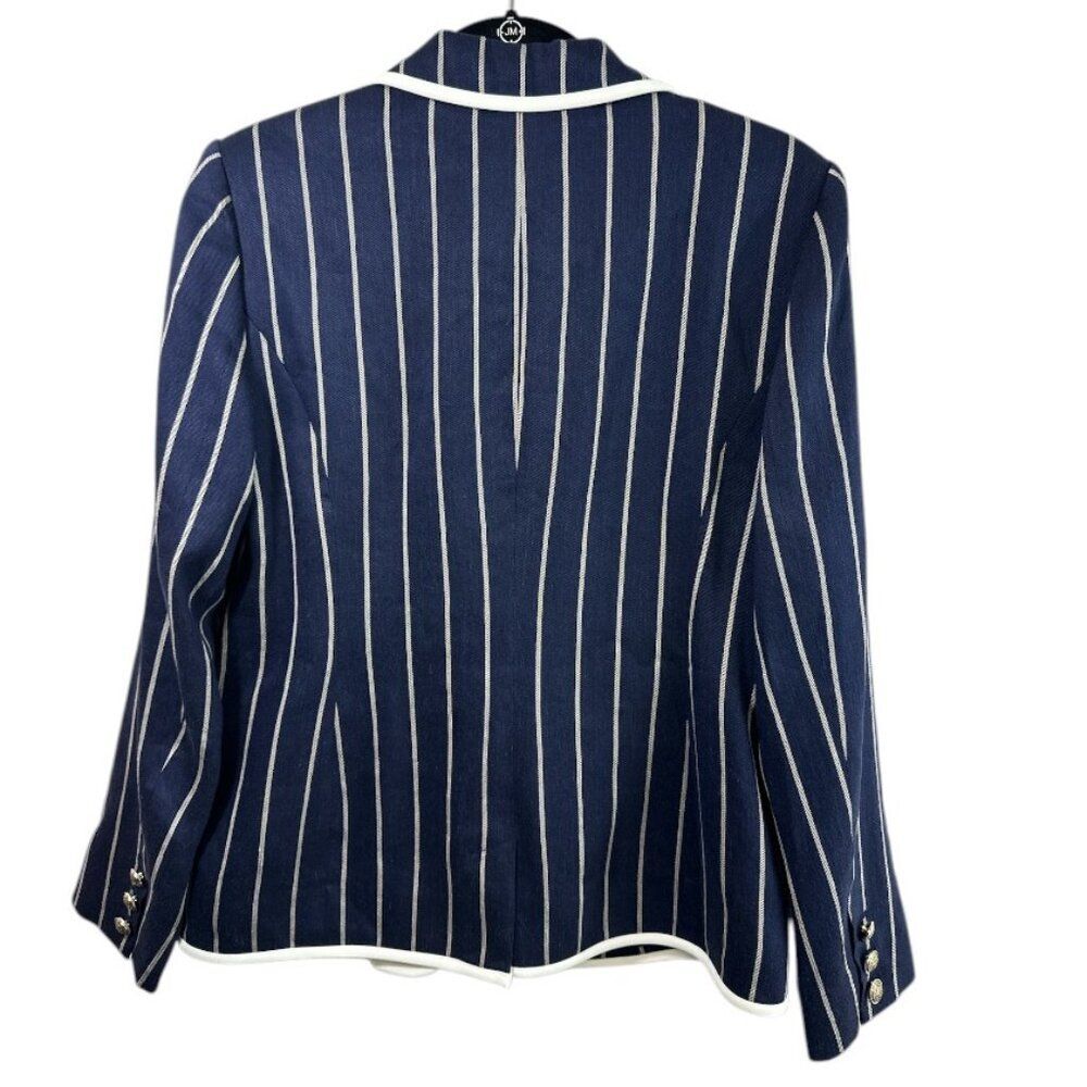 Carlisle Collection Linen Blend Jacket Captain Nautical Luxe Sz6 Tailored Blazer - Picture 7 of 16